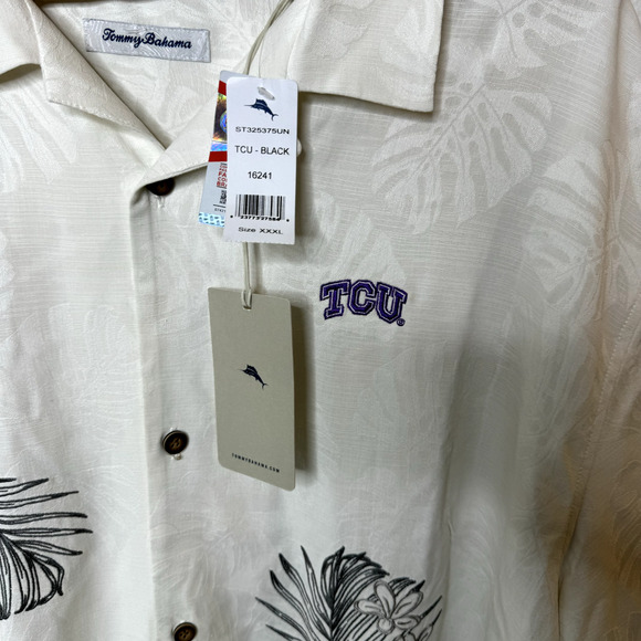 NWT Tommy Bahama Silk TCU Texas Christain University Camp Shirt Mens 3XL - Picture 8 of 11